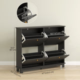Meuble de Rangement pour Chaussures Moderne, Cabinet Étroit avec 4 Tiroirs à Bascule, Tablettes Ajustables, 5 Pieds pour Entrée