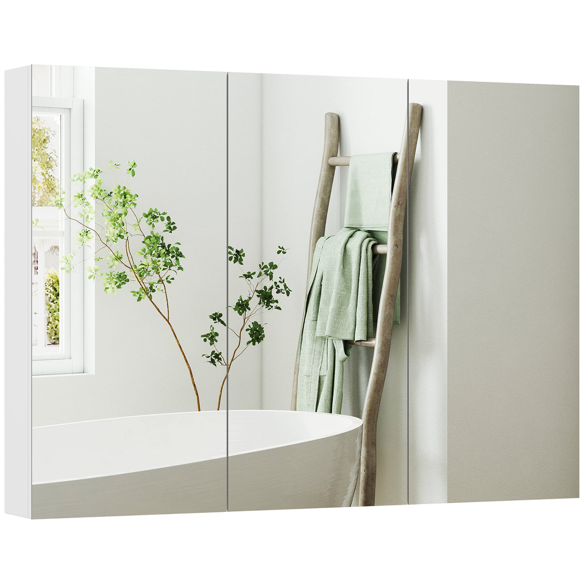 Three-Mirror Bathroom Medicine Storage Cabinet