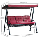 3-Person Porch Swing Chair, Patio Swing Bench with Adjustable Canopy, Removable Thicken Cushion and Weather Resistant Steel Frame for Outdoor