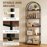 Bookshelf 5 Tier Arched Bookcase, 73.2