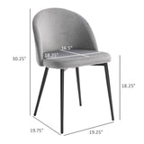 Set of 2 Mid-Back Dining Chair, Mid-Back Velvet-touch Upholstery Kitchen Chair for Living Room Dining Room