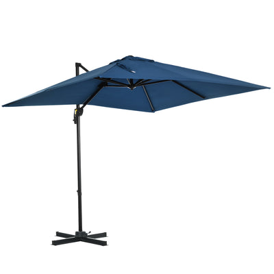 8' x 8' Square Patio Hanging Offset Umbrella with 360° Rotation
