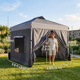 10 x 10 ft Pop Up Canopy Tent with 4 Sidewalls, UPF 50+ 1-Button Push Outdoor Instant Canopy with Wheeled Bag