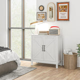 Sideboard Buffet, Kitchen Storage Cabinet with Barn Door and Adjustable Shelves