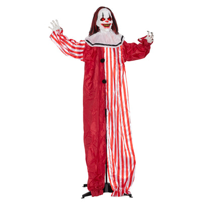 Life Size Halloween Animated Clown with Red Light Up Eyes