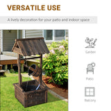 Wooden Well Wishing Fountain Outdoor with Electric Pump Water Bucket for Patio Garden