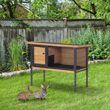 Rabbit Hutch, Wooden Bunny Cage Indoor Outdoor Bunny Hutch with Tray and Openable Water-Resistant Roof