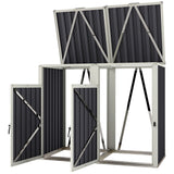 Double Garbage Bin Shed, Lockable Outdoor Storage Shed with Openable Lid, Galvanized Frame for Garden Patio