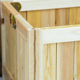 Foldable Elevated Planter Box, Wooden Raised Garden Bed for Backyard