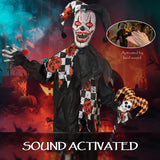 Clown animé Halloween grandeur nature avec yeux rouges lumineux