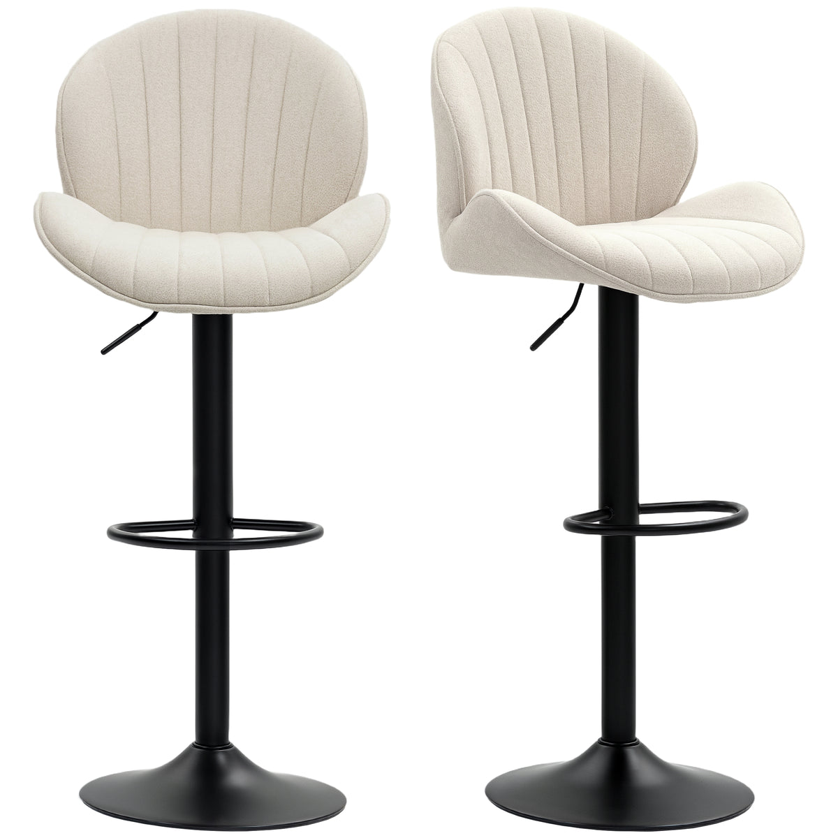 Ensemble de 2 tabourets de bar, Tabourets pivotants avec dossier, hauteur ajustable et repose-pieds pour îlot de cuisine