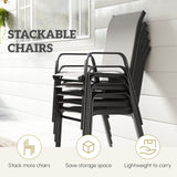 9 Pieces Patio Set with Stackable Chairs, Patio Dining Set with Glass Top for Garden