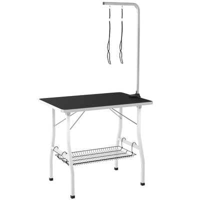 Dog Grooming Table w/ Adjustable Arm, Mesh Tray, 35
