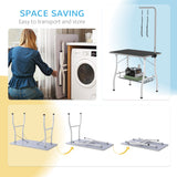 Table de toilettage pour chien avec bras réglable, plateau à mailles, 35