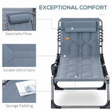 Chaise longue patio pliante, chaise longue rembourrée pour bronzage avec dossier ajustable 5 positions