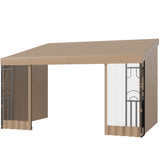 10' x 13' Wall Pergola, Outdoor Gazebo with 2 Curtains and 2 Nettings