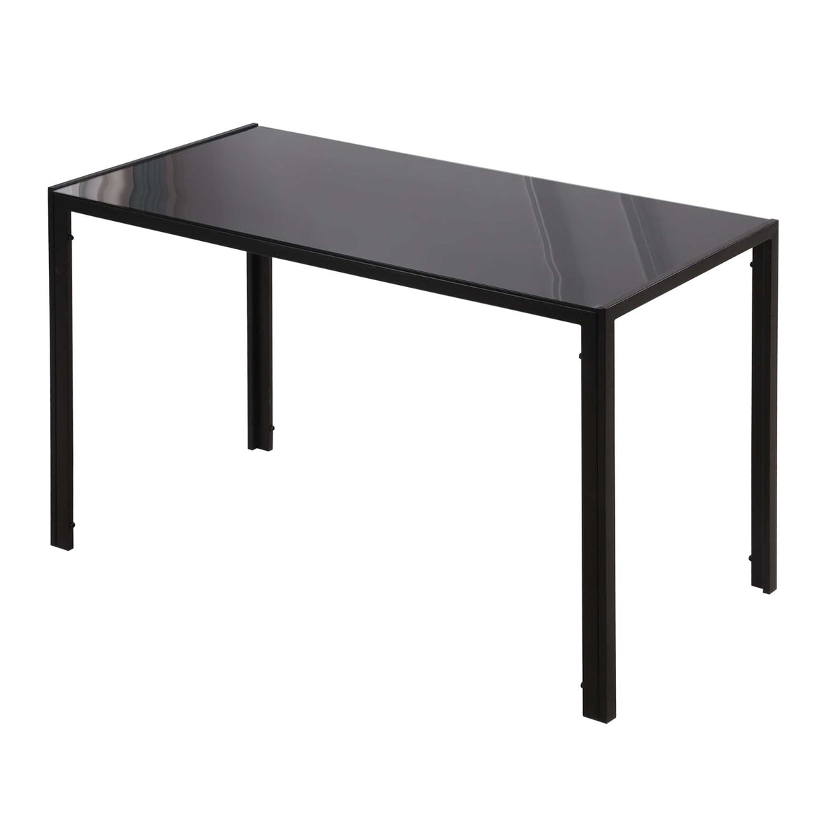 Rectangular Kitchen Table for 4 People, Dining Table with Tabletop Tempered Glass for Dining Room