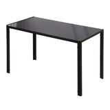 Rectangular Kitchen Table for 4 People, Dining Table with Tabletop Tempered Glass for Dining Room