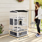 4-Floor Wood Outdoor Cat House Catio for Cats with Condo