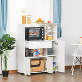 Compact Kitchen Pantry Cabinet Server Hutch Storage Buffet with Microwave Oven Stand Drawer and Shelves