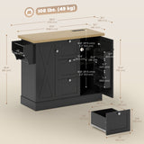 Farmhouse Kitchen Island Cart with Power Outlet and Soft-Close Doors, 49