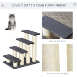Cat Trees 4 Tier Pet Stairs Dog Cat 4 Steps Kitty Scatching Post Cat Scratch Furniture Dark