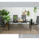 Rectangular Outdoor Dining Table for 8 People with Tempered Glass Top and Aluminum Frame