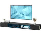 TV Stand with RGB LED Lights, Entertainment Center with Open Shelves for 75 Inch TV
