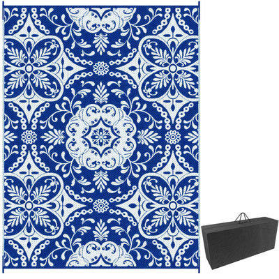Portable Outdoor Rug with Carry Bag, 9' x 12' Reversible Mat
