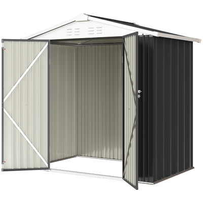 6.5' x 4' Outdoor Storage Shed, Metal Garden Shed with Lockable Double Doors