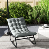 Outdoor Patio Rocking Chair with Cushion, Steel Frame Balcony Chair with Mesh Deep Seat for Porch