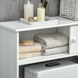 Meuble de rangement WC moderne, Meuble de salle de bain WC avec 2 portes coulissantes, 3 étagères réglables