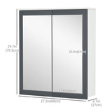 Bathroom Mirror Cabinet, Double Doors and Adjustable Shelves