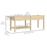Bac de jardin surélevé en bois avec table latérale et tablette inférieure