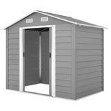 7.7' x 6.5' Outdoor Metal Garden Shed House Hut Gardening Tool Storage with Ventilation