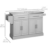 Rolling Kitchen Island with Storage and Stainless Steel Top, Kitchen Trolley with Drawers