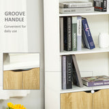4-Tier Open Bookshelf with Doors Modern Home Office Bookcase Storage Cabinet for Living Room Bathroom Study