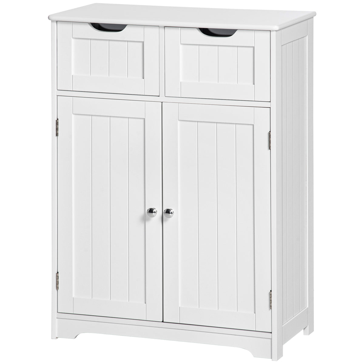 Meuble de salle de bain, Armoire de rangement pour salle de bain avec 2 tiroirs, Étagère réglable pour le salon
