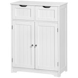 Meuble de salle de bain, Armoire de rangement pour salle de bain avec 2 tiroirs, Étagère réglable pour le salon