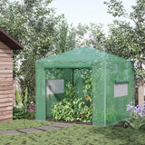 Portable Pop Up Greenhouse, Outdoor Walk-in Hot House with Roll-up Door & 2 Windows, 8' x 6'