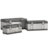 3 Pieces Tool Box Set, Stainless Steel Toolbox with Tray