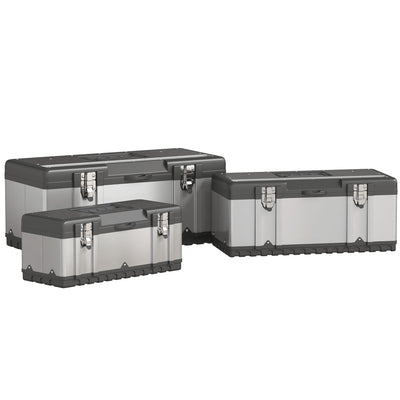 3 Pieces Tool Box Set, Stainless Steel Toolbox with Tray