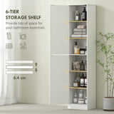 Tall Bathroom Cabinet, Slim 6-Tier Bathroom Floor Cabinet with 2 Doors and 4 Adjustable Shelves
