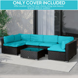 Outdoor 14pc Patio Rattan Sofa Set Cushion Polyester Cover Replacement Set - No Cushion Included