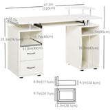 Computer Desk with Keyboard Tray, Home Office Desk with Drawers, CPU Stand, Printer Stand and Open Shelves, Writing Workstation for Study