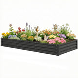 8 x 4 x 1ft Galvanized Raised Garden Bed, Reinforced Outdoor Planter Box with Open Bottom