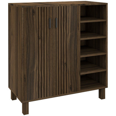 Shoe Storage with Double Doors and Open Shelves 17 Pair Shoe Storage Organizer for Entryway Hallway
