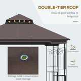 10'x10' Soft-top Patio Gazebo with Double Tier Roof, Mesh Curtains, Display Shelves