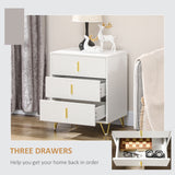 Commode 3 tiroirs, armoire rangement 3 tiroirs avec pieds en métal pour séjour, 19,7