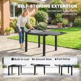 Aluminum Expandable Outdoor Dining Table with Tempered Glass Tabletop and Aluminum Frame